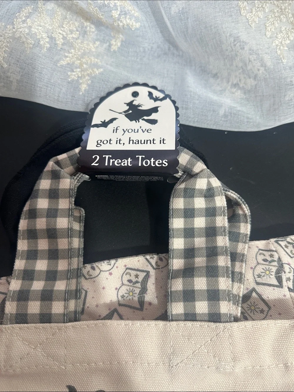 Halloween set of 2 mini canvas treat totes